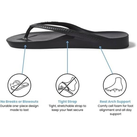 Archies Arch Support Flip Flops Orthotic Sandals Plantar Fasciitis Relief Men - Picture 4 of 8